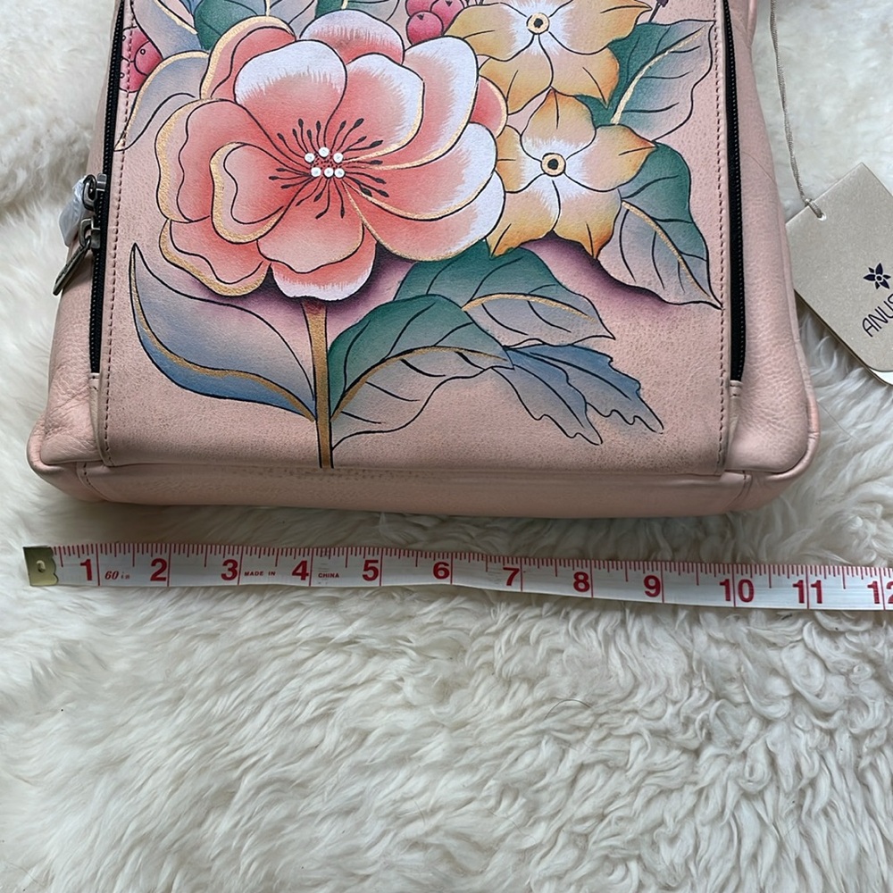 Anuschka Adjustable Crossbody Bag - Pink and Yellow Floral Design - Picture 3 of 9